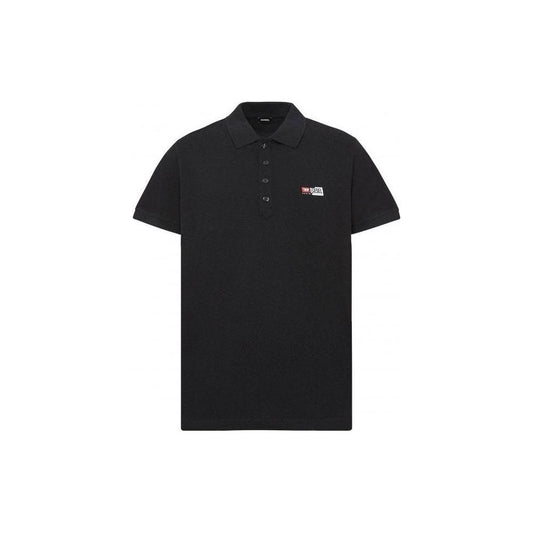 Diesel Sleek Black Cotton Polo with Contrast Logo sleek-black-cotton-polo-with-contrast-logo