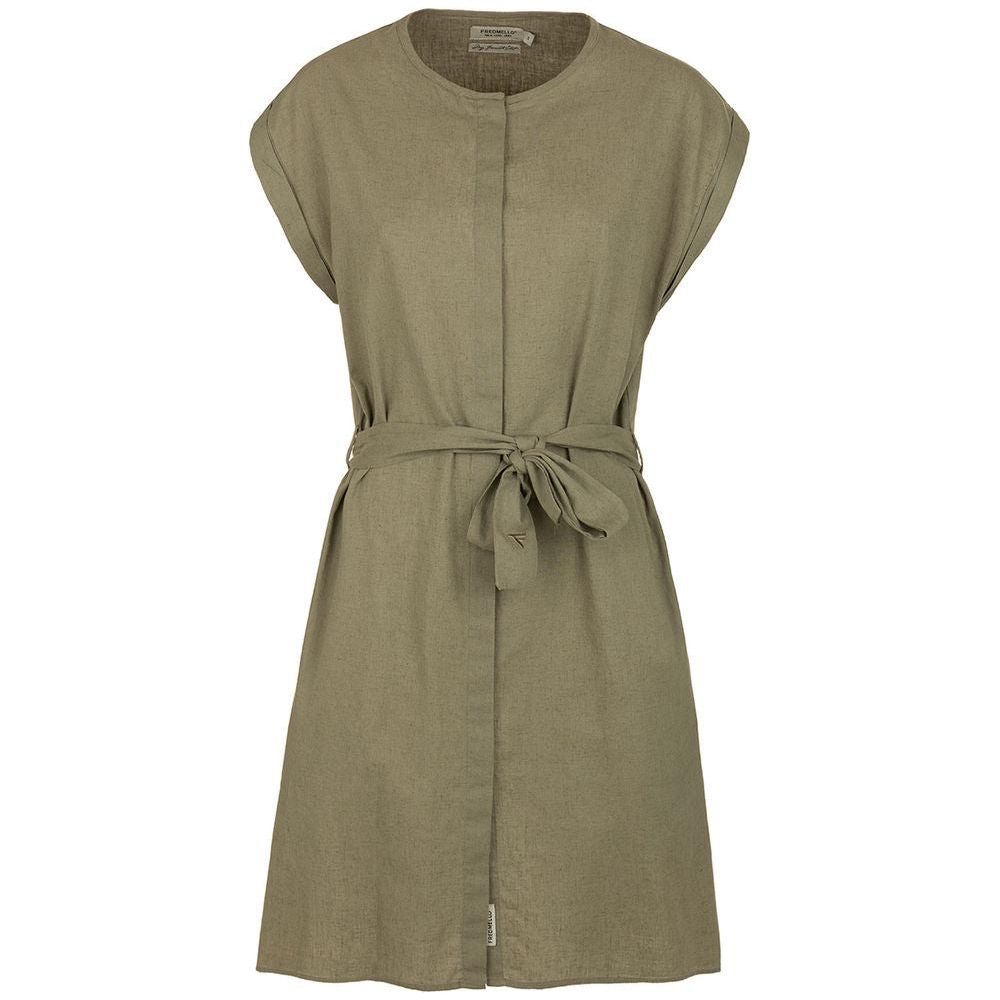 Fred Mello Elegant Sleeveless Cotton-Linen Blend Dress elegant-sleeveless-cotton-linen-blend-dress
