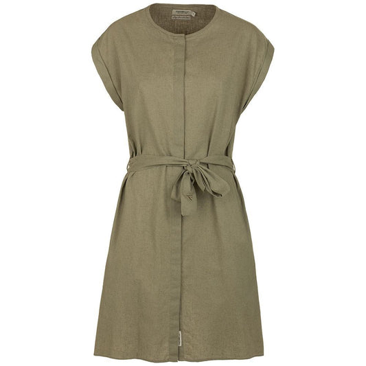 Elegant Sleeveless Cotton-Linen Blend Dress