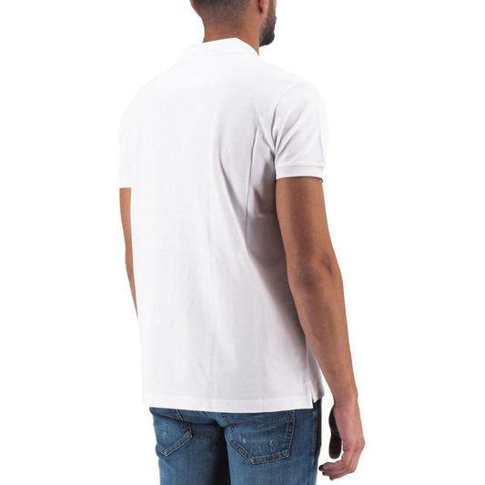 Elegant White Cotton Polo Shirt with Contrasting Logo
