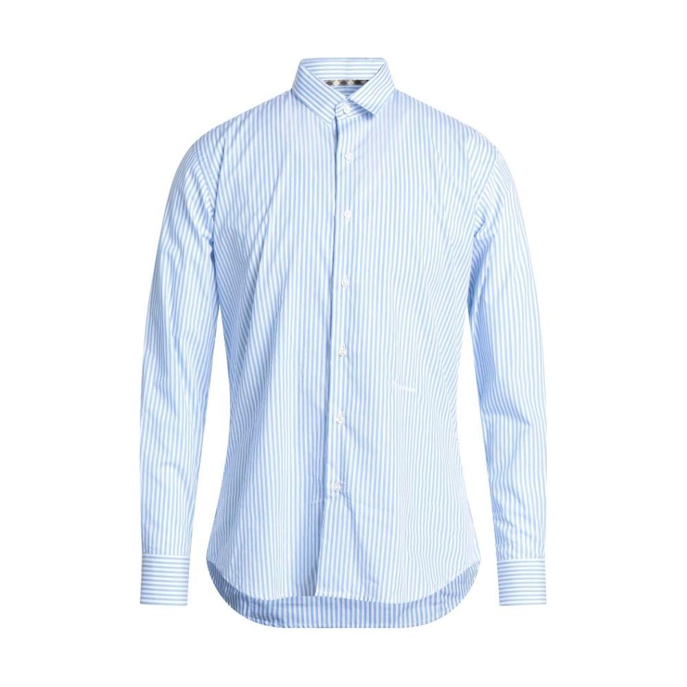 Classic Striped Cotton Shirt in Light Blue