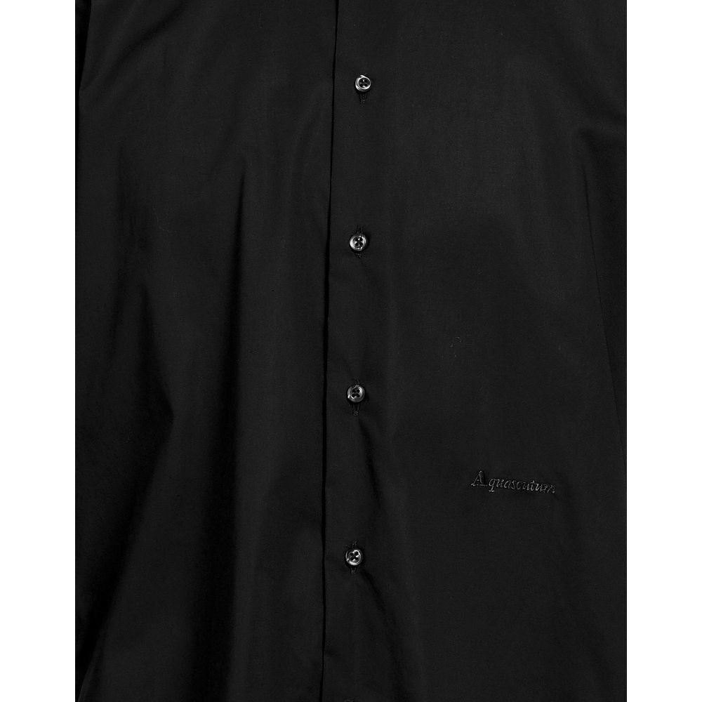 Elegant Black Cotton Shirt with Logo Embroidery