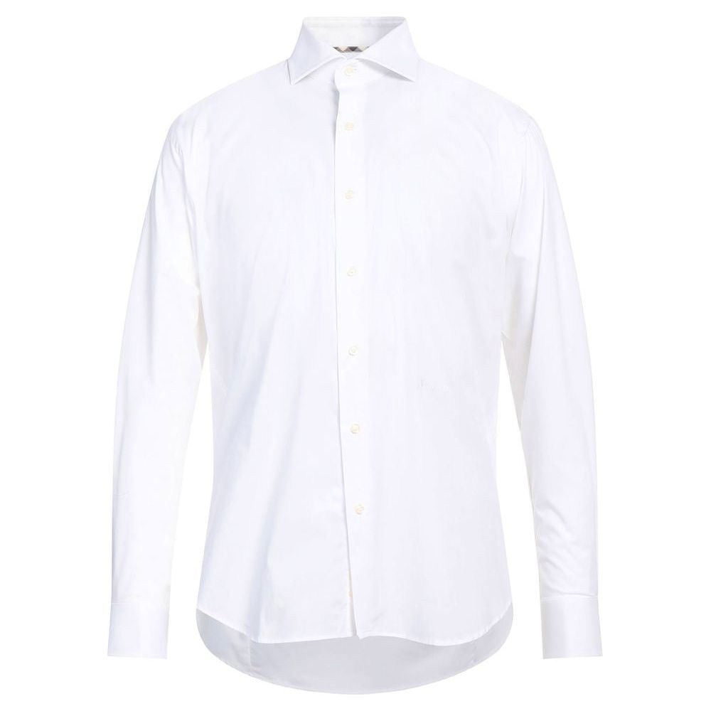 Aquascutum Sophisticated White Cotton Shirt with Embroidered Logo white-cotton-shirt-17