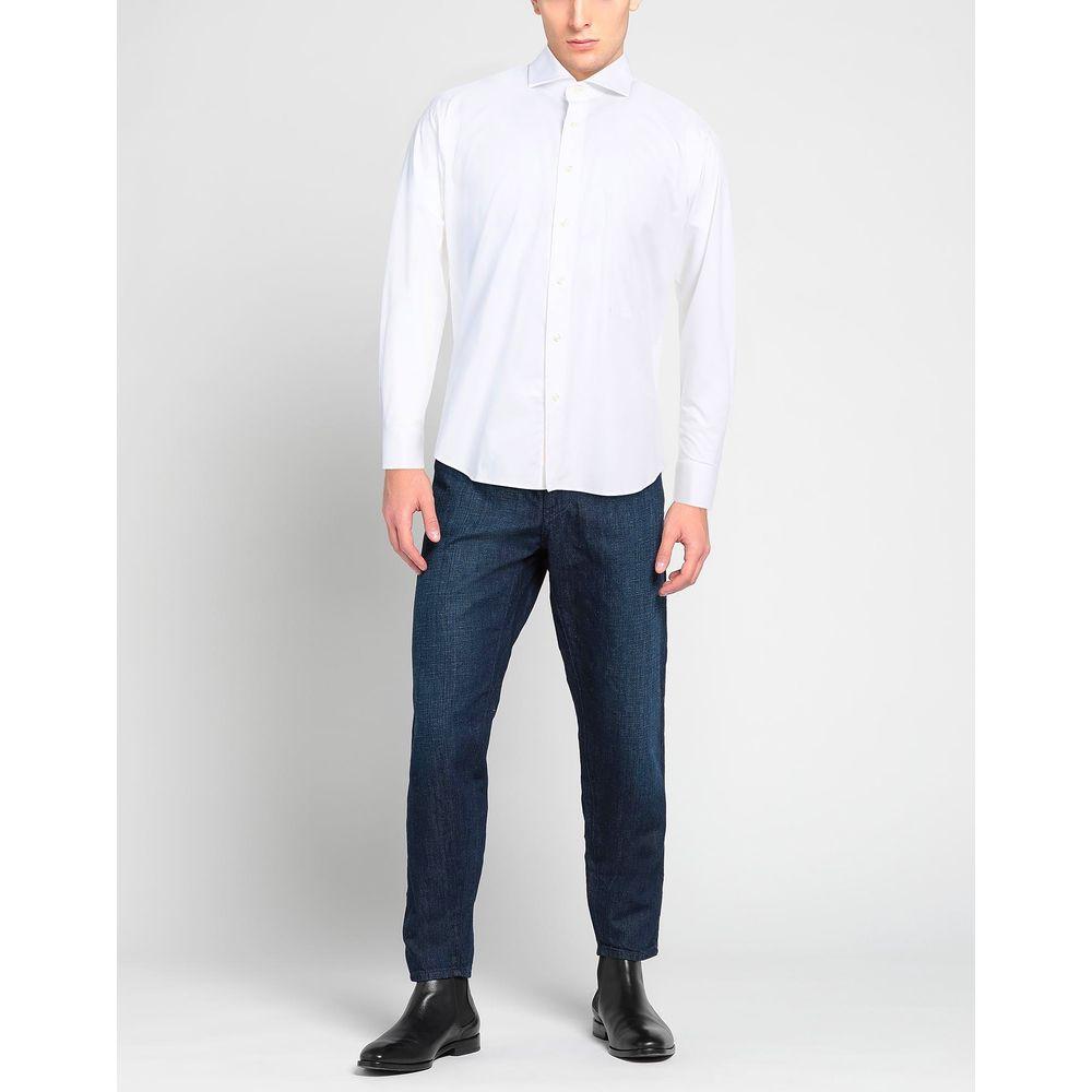 Aquascutum Sophisticated White Cotton Shirt with Embroidered Logo sophisticated-white-cotton-shirt-with-embroidered-logo