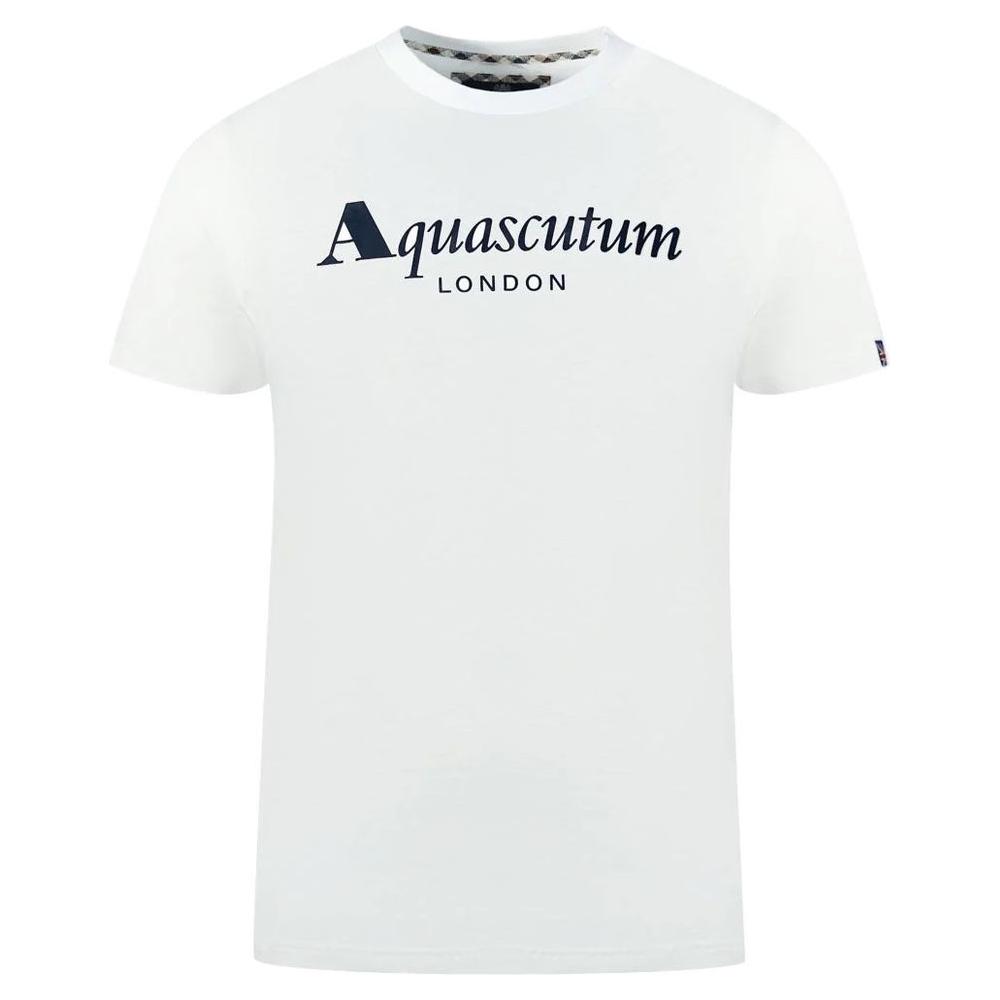 Aquascutum Classic White Cotton Logo Tee with Flag Detail classic-white-cotton-logo-tee-with-flag-detail
