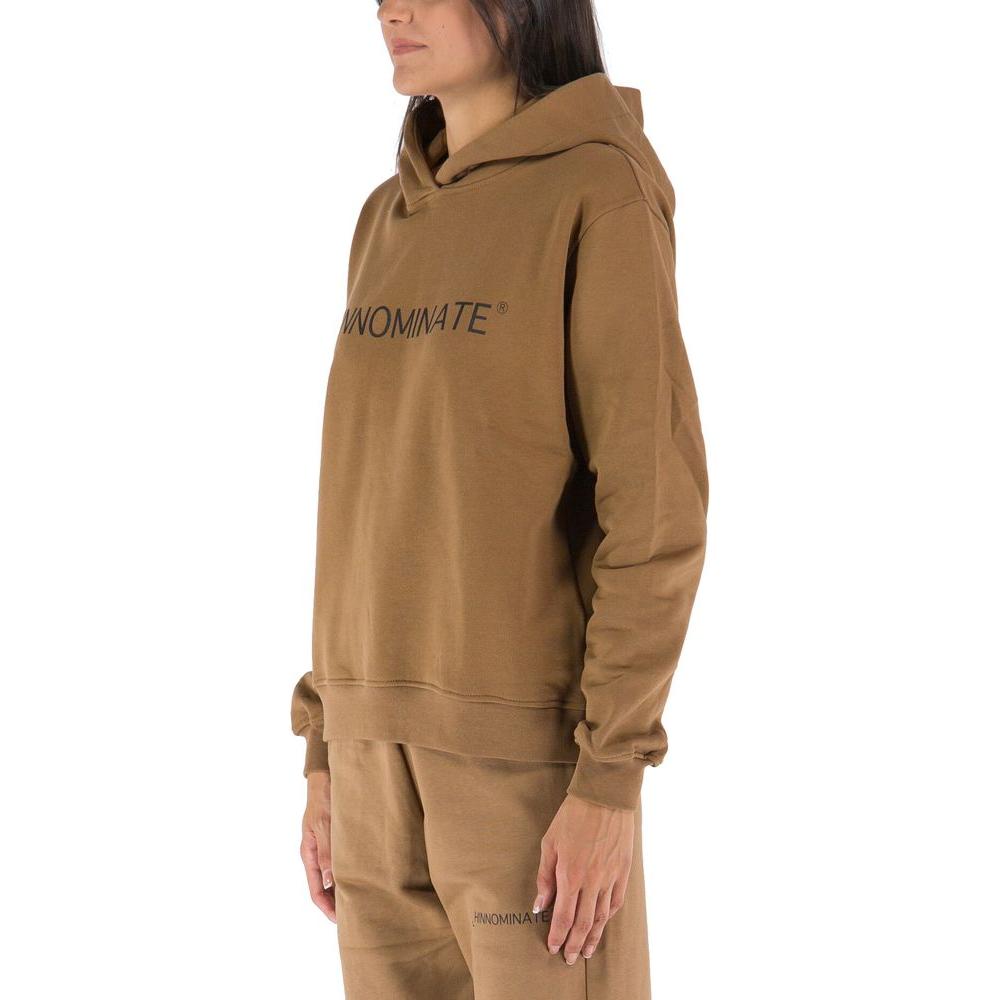 Hinnominate Chic Long-Sleeved Cotton Hoodie with Logo Print brown-cotton-sweater-5