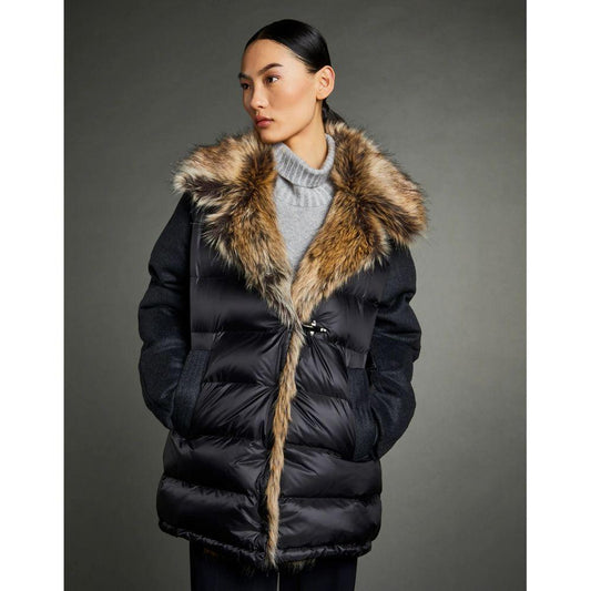 Chic Quilted Down Jacket with Faux Fur Details