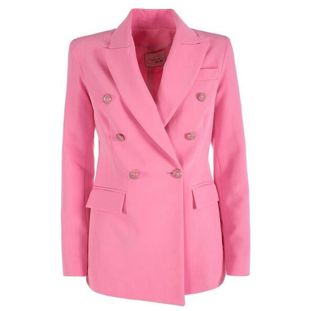 Yes Zee Elegant Pink Nylon Classic Jacket pink-nylon-suits-blazer