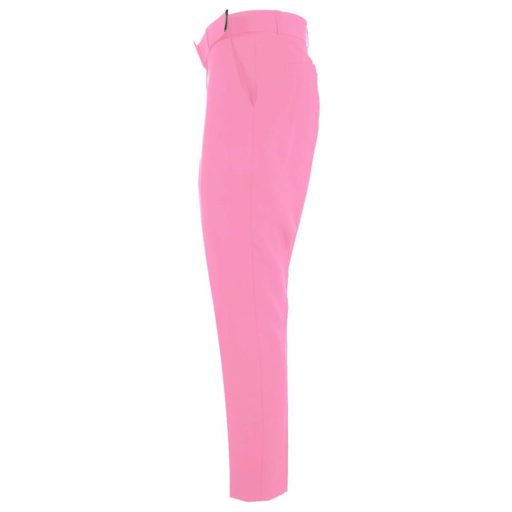 Yes Zee Elegant Pink Crepe Trousers with Ribbon Belt pink-polyester-jeans-pant
