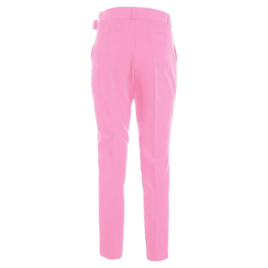 Elegant Pink Crepe Trousers with Ribbon Belt