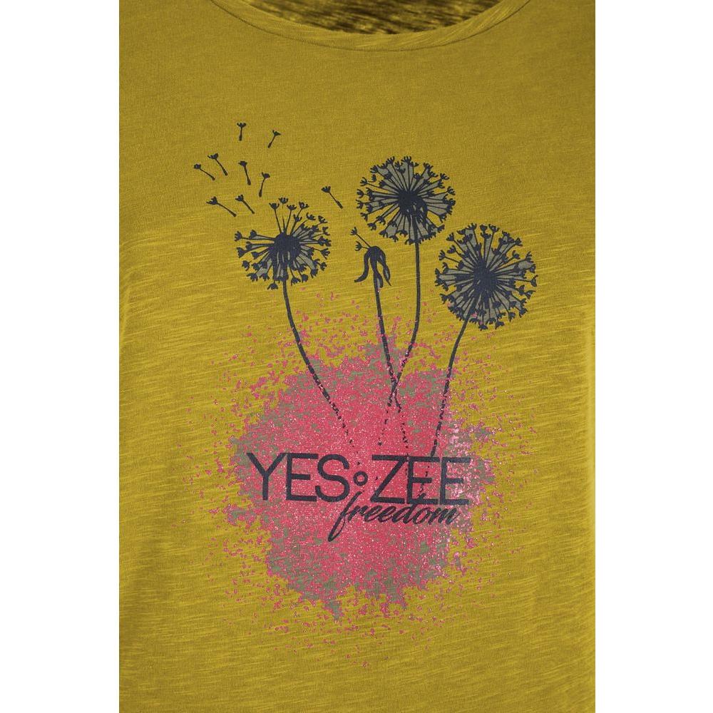 Yes Zee Sunny Cotton Crew-Neck Tee with Logo yellow-cotton-tops-t-shirt-3