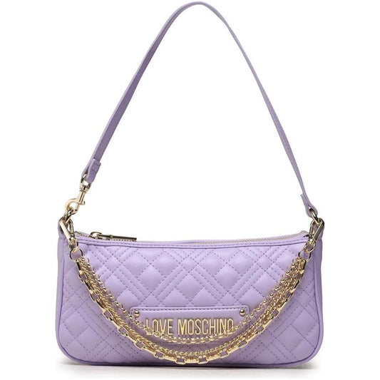 Chic Purple Faux Leather Shoulder Bag