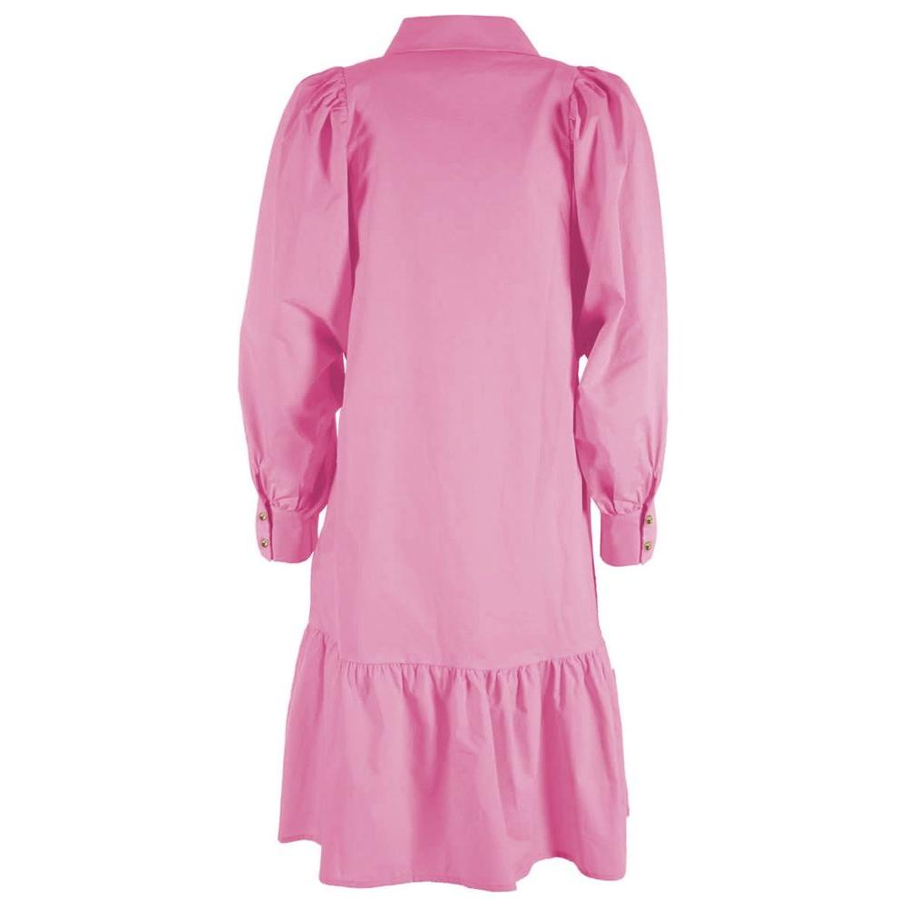Yes Zee Elegant Cotton Dress with Gathered Sleeves pink-cotton-dress-4