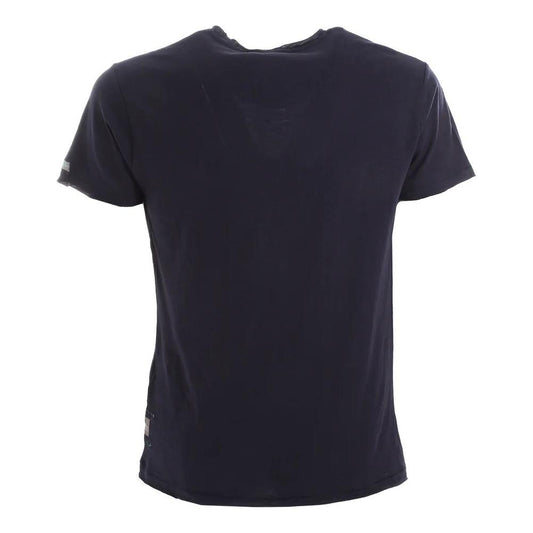 Chic V-Neck Tee with Pocket in Blue