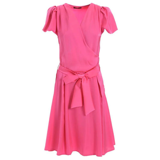 Yes Zee Chic Fuchsia Midi Dress with Belt Detail fuchsia-polyester-dress