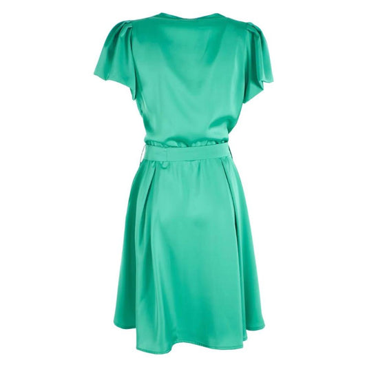 Yes Zee Emerald Elegance Belted Midi Dress green-polyester-dress-1