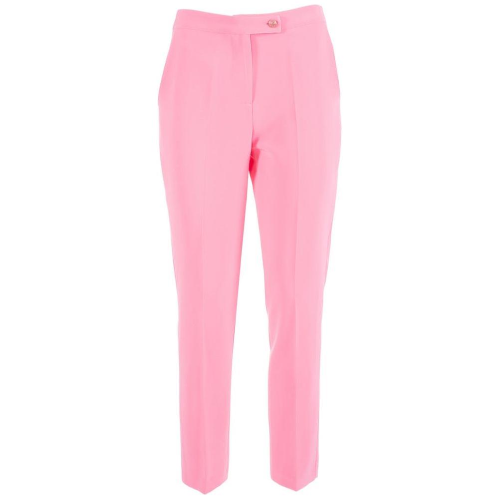 Yes Zee Elegant Pink Crepe Trousers for Women pink-polyester-jeans-pant-1