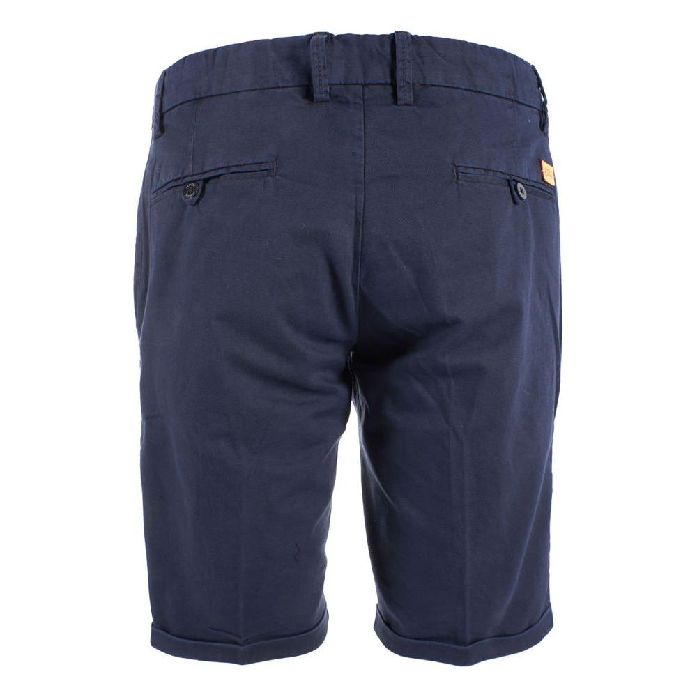 Yes Zee Chic Blue Cotton Blend Bermuda Shorts chic-blue-cotton-blend-bermuda-shorts