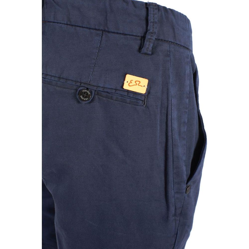 Yes Zee Chic Blue Cotton Blend Bermuda Shorts chic-blue-cotton-blend-bermuda-shorts