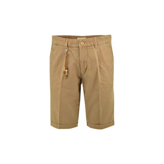 Yes Zee | Chic Brown Cotton Bermuda Shorts| McRichard Designer Brands   