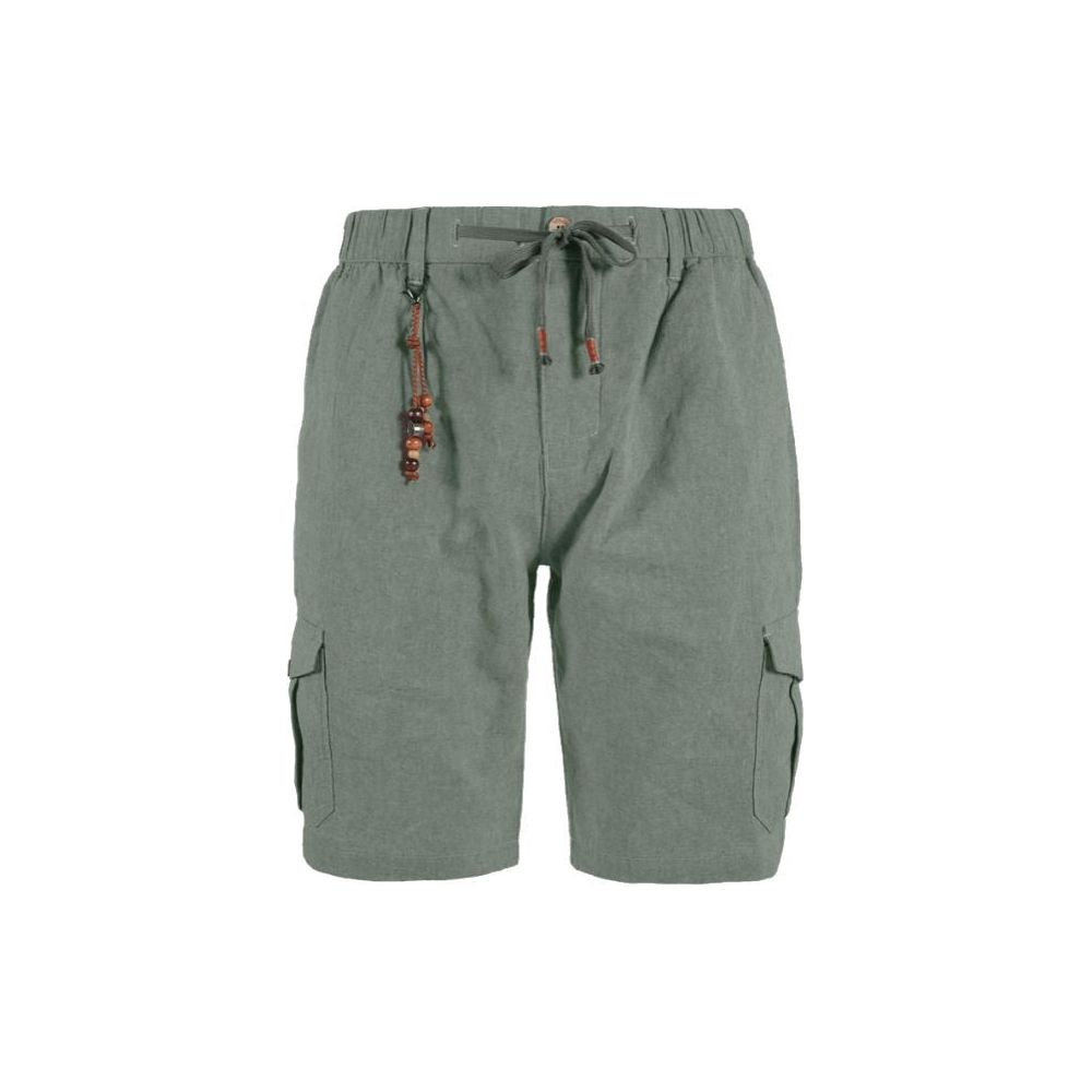 Yes Zee | Chic Green Cargo Bermuda Shorts| McRichard Designer Brands   