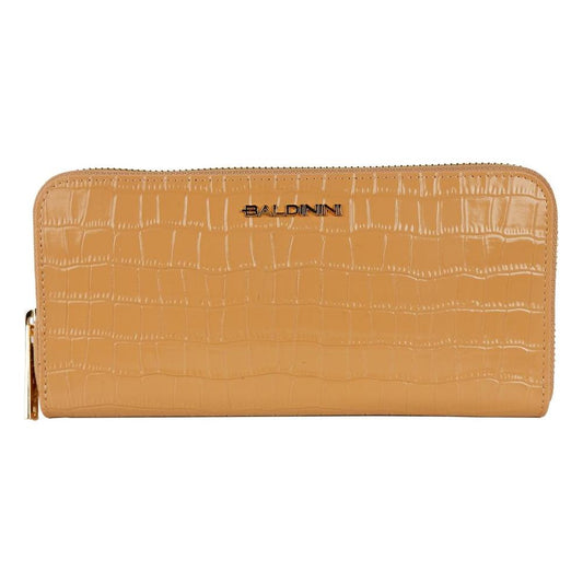 Baldinini Trend Elegant Croco Print Leather Wallet beige-leather-wallet