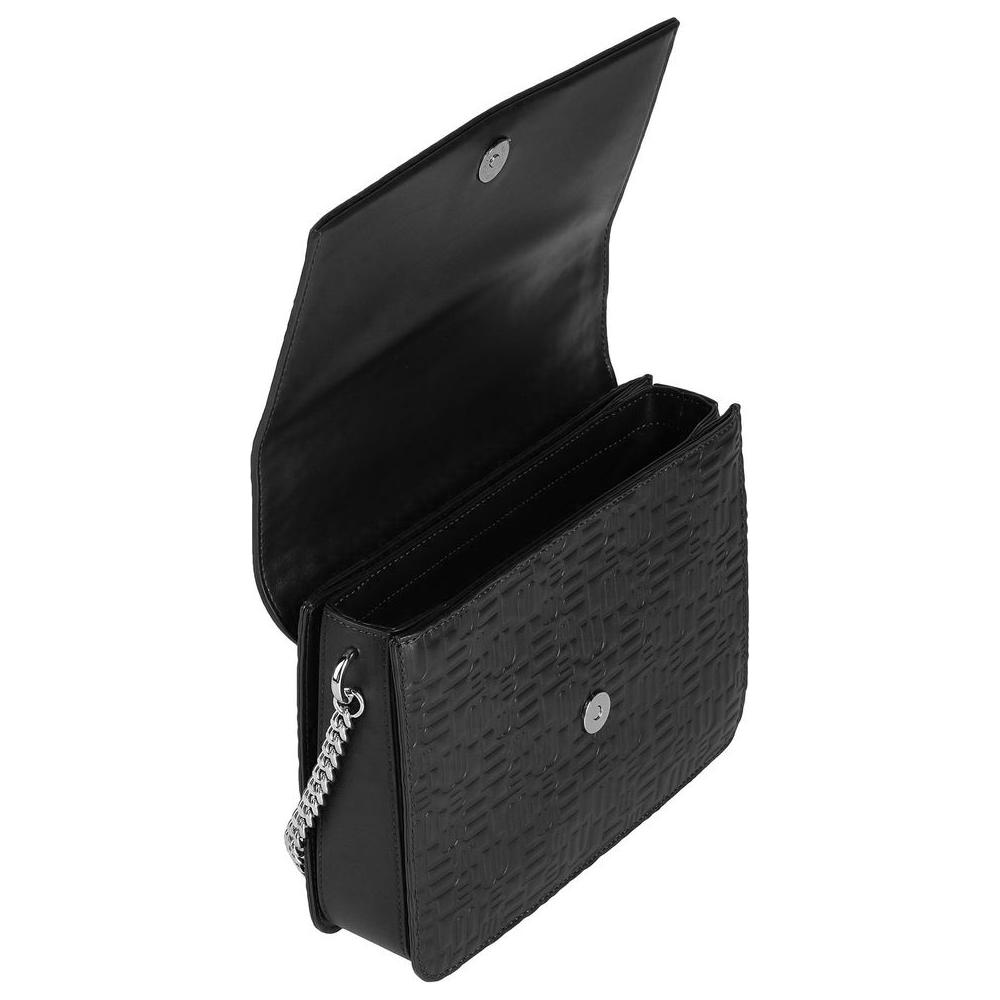 Baldinini Trend Elegant Calfskin Shoulder Bag with Chain Strap black-leather-di-calfskin-crossbody-bag