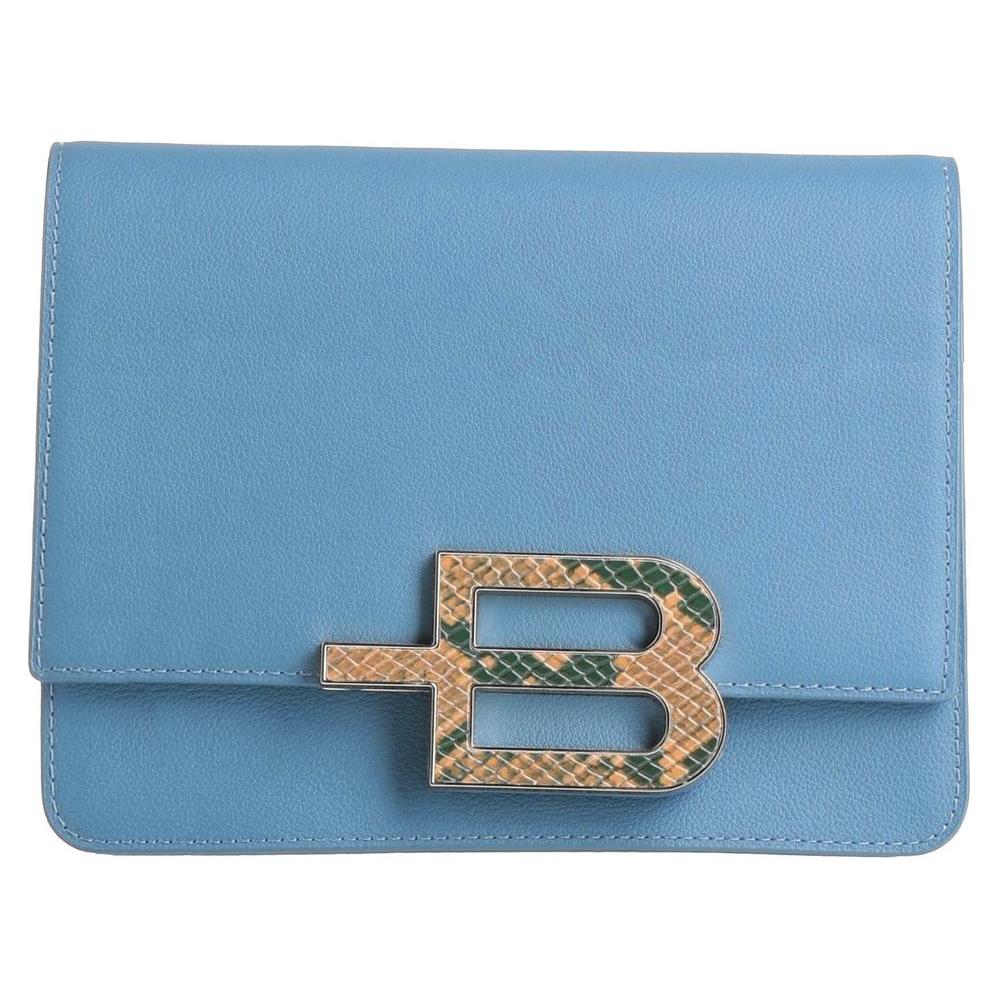 Baldinini Trend Chic Calfskin Crossbody with Python Accent light-blue-leather-di-calfskin-crossbody-bag
