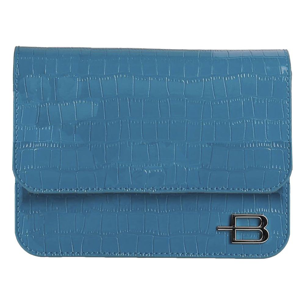 Baldinini Trend Elegant Python Print Leather Clutch light-blue-leather-di-calfskin-clutch-bag