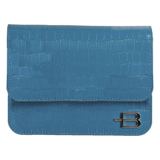 Baldinini Trend Elegant Python Print Leather Clutch light-blue-leather-di-calfskin-clutch-bag
