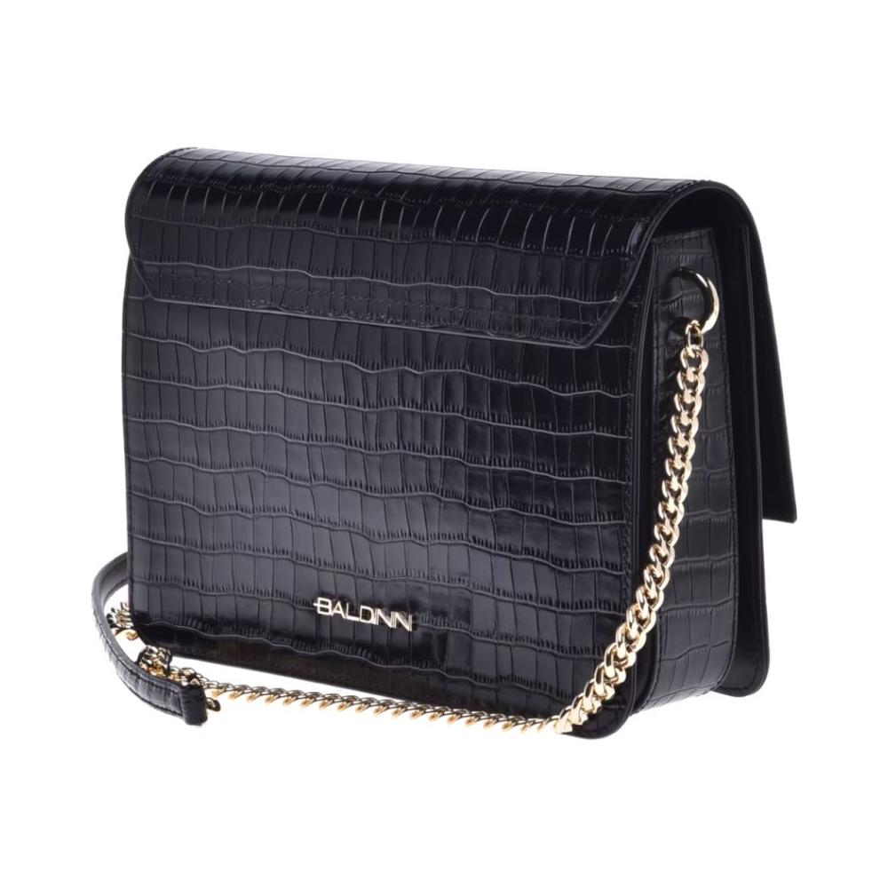 Baldinini Trend Elegant Python-Print Calfskin Shoulder Bag black-leather-di-calfskin-crossbody-bag-2