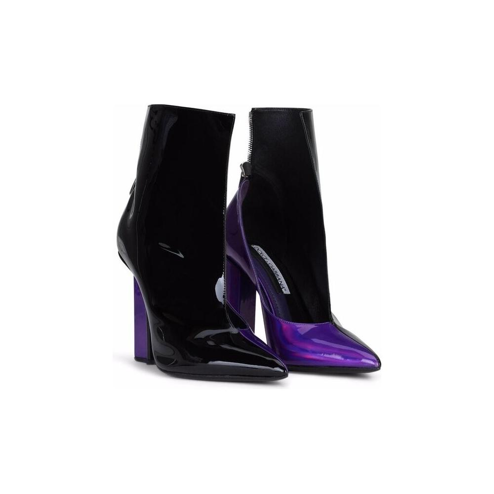 Dolce & Gabbana | Chic Patent Leather Ankle Boots with Sky-High Heel| McRichard Designer Brands   