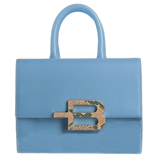 Baldinini Trend Elegant Light Blue Calfskin Handbag elegant-light-blue-calfskin-handbag