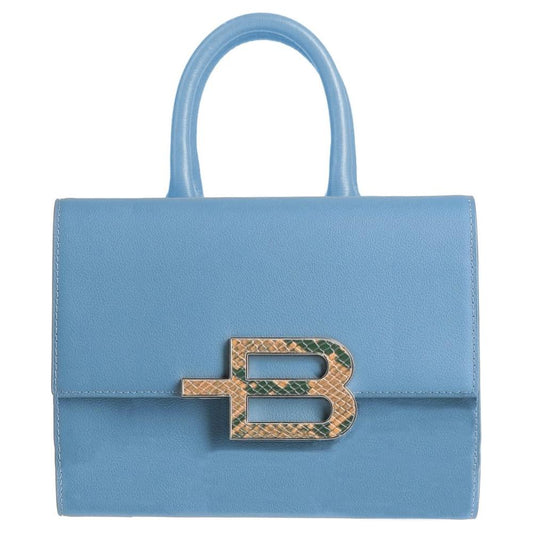 Elegant Light Blue Calfskin Handbag