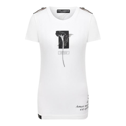 Dolce & Gabbana | Sleeveless Cotton White Tee with Embroidery| McRichard Designer Brands   