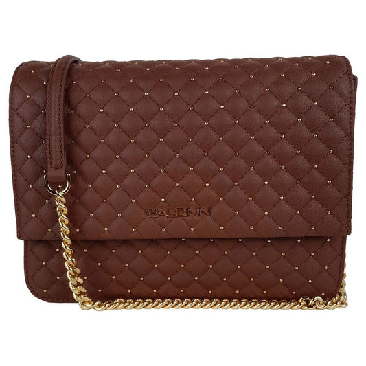 Baldinini Trend Chic Quilted Calfskin Shoulder Bag with Studs brown-leather-di-calfskin-crossbody-bag