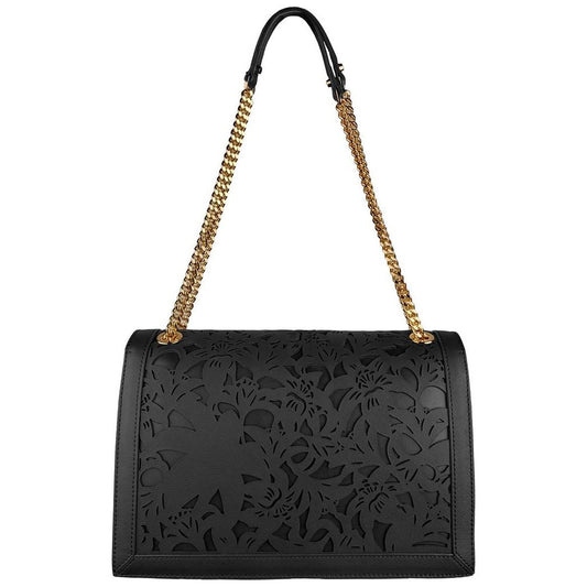 Baldinini Trend Elegant Floral Calfskin Shoulder Bag black-leather-di-calfskin-crossbody-bag-4
