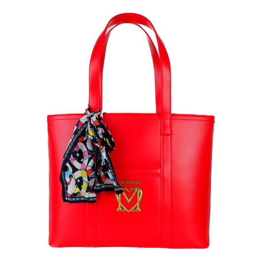 Love Moschino Chic Pink Faux Leather Shopper Tote red-artificial-leather-shoulder-bag-1