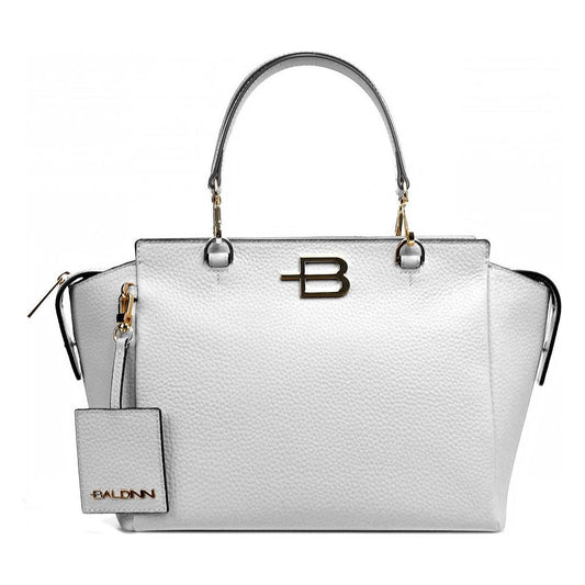 Baldinini Trend Elegant Textured Calfskin Handbag white-leather-di-calfskin-handbag-1