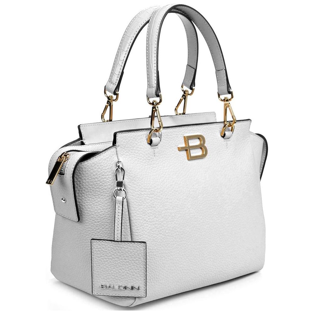 Baldinini Trend Elegant Textured Calfskin Handbag white-leather-di-calfskin-handbag-1