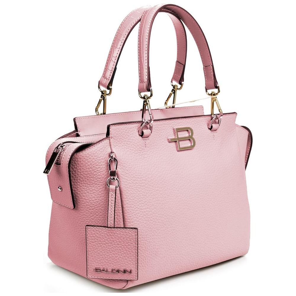 Baldinini Trend Chic Pink Textured Calfskin Handbag pink-leather-di-calfskin-handbag-2