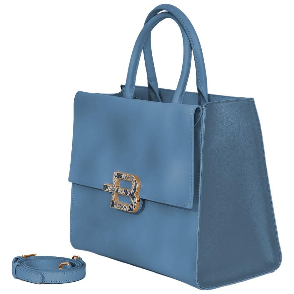 Baldinini Trend Chic Calfskin Handbag with Magnet Detail black-leather-di-calfskin-handbag-3