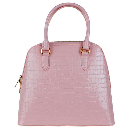 Baldinini Trend Elegant Pink Python-Print Calfskin Handbag pink-leather-di-calfskin-handbag-4