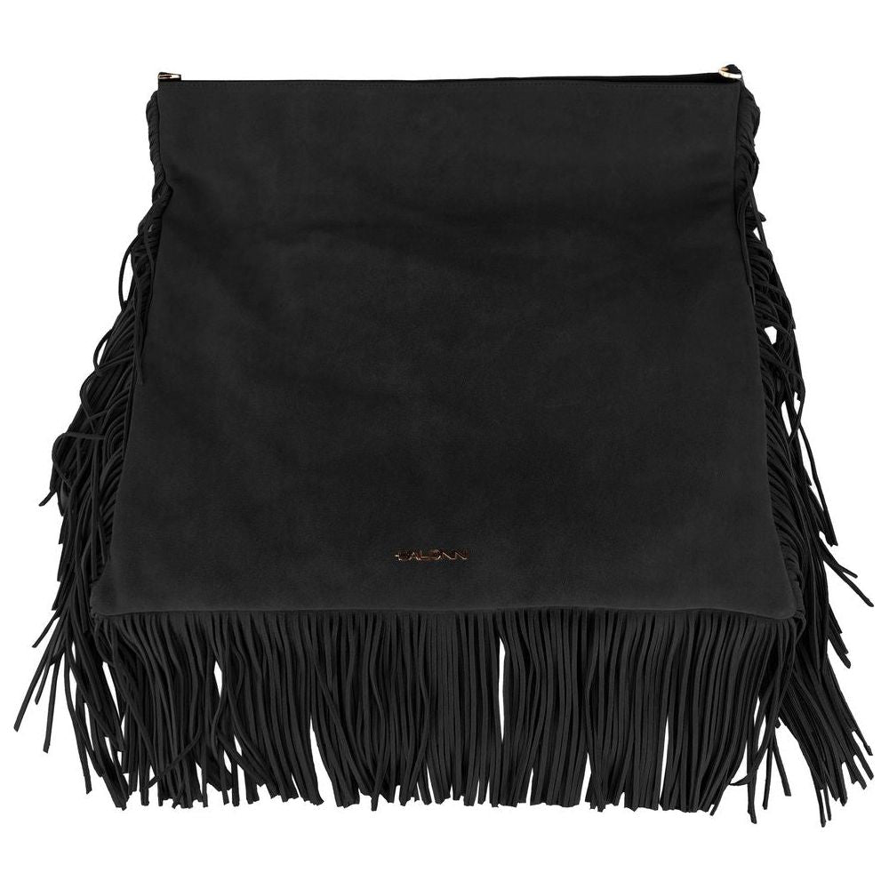 Baldinini Trend Chic Suede Fringe Crossbody Bag black-leather-di-calfskin-crossbody-bag-7