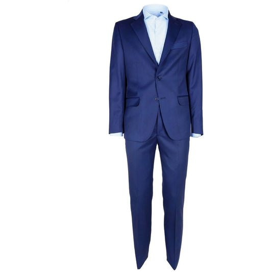 Elegant Woolen Men's Suit in Dapper Blue
