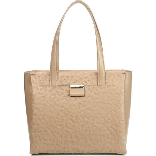 Cavalli Class Elegant Spotted Print Calfskin Shoulder Bag beige-leather-di-calfskin-shoulder-bag-1