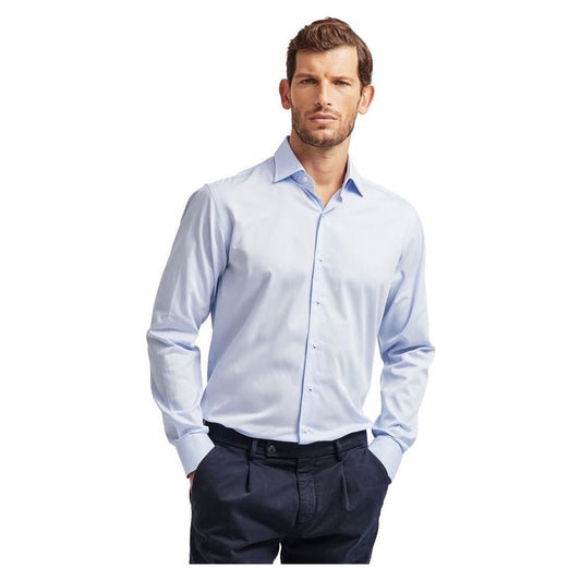 Elegant Light Blue Cotton Men's Shirt