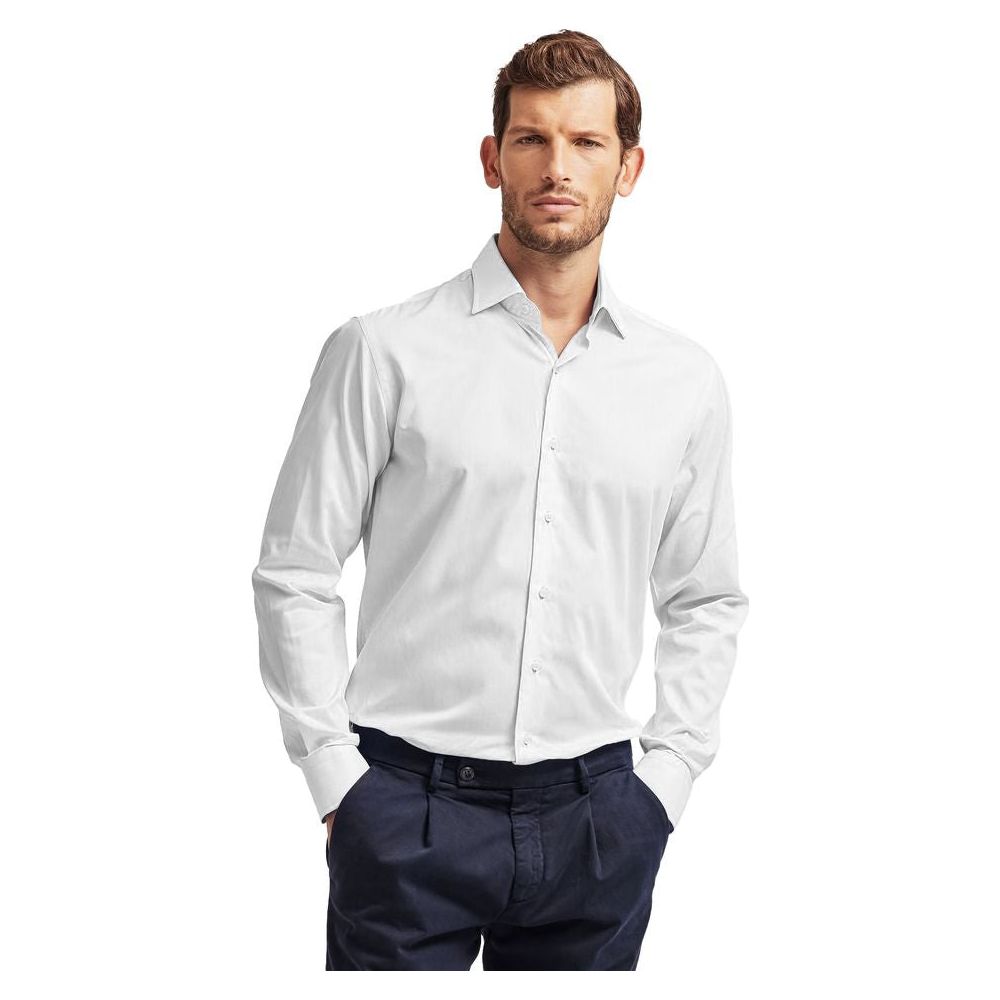 Ballantyne Elegant White Cotton Men's Shirt elegant-white-cotton-mens-shirt