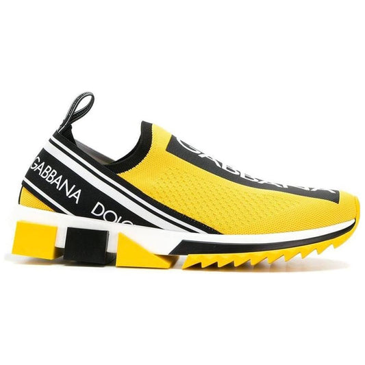 Chic Logo-Print Stretch Sneakers in Vibrant Yellow