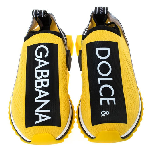 Dolce & Gabbana | Chic Logo-Print Stretch Sneakers in Vibrant Yellow| McRichard Designer Brands   